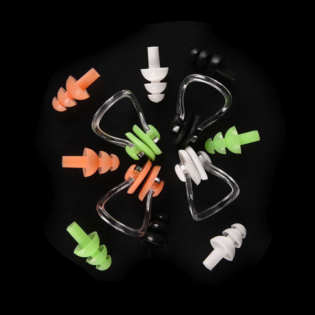 White Waterproof Soft Silicone Swimming Set Nose Clip + Ear Plug Kits Box.l8