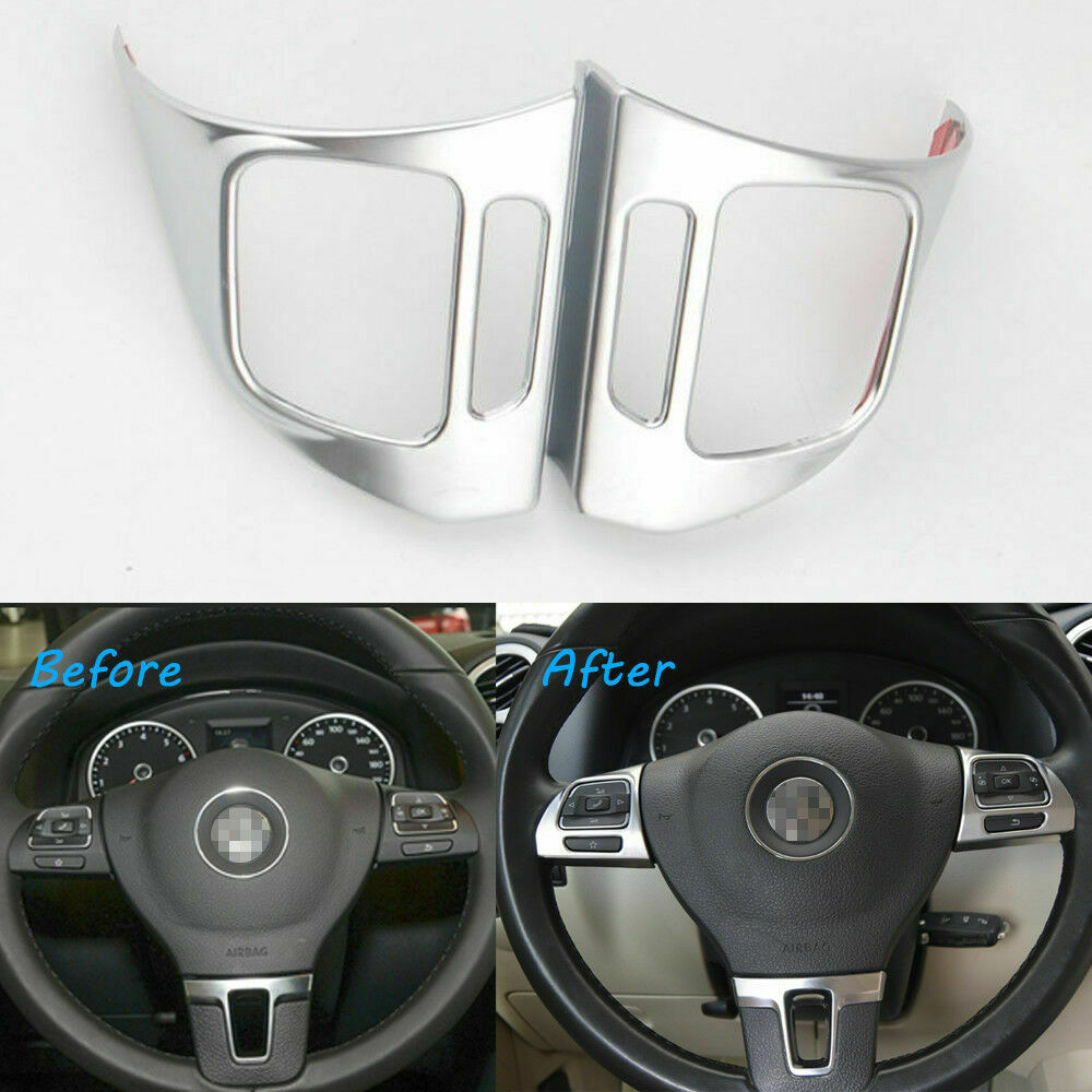 2 pcs ABS Car Steering Wheel Decorative Trim Cover Moulding For Tiguan 2010-2015