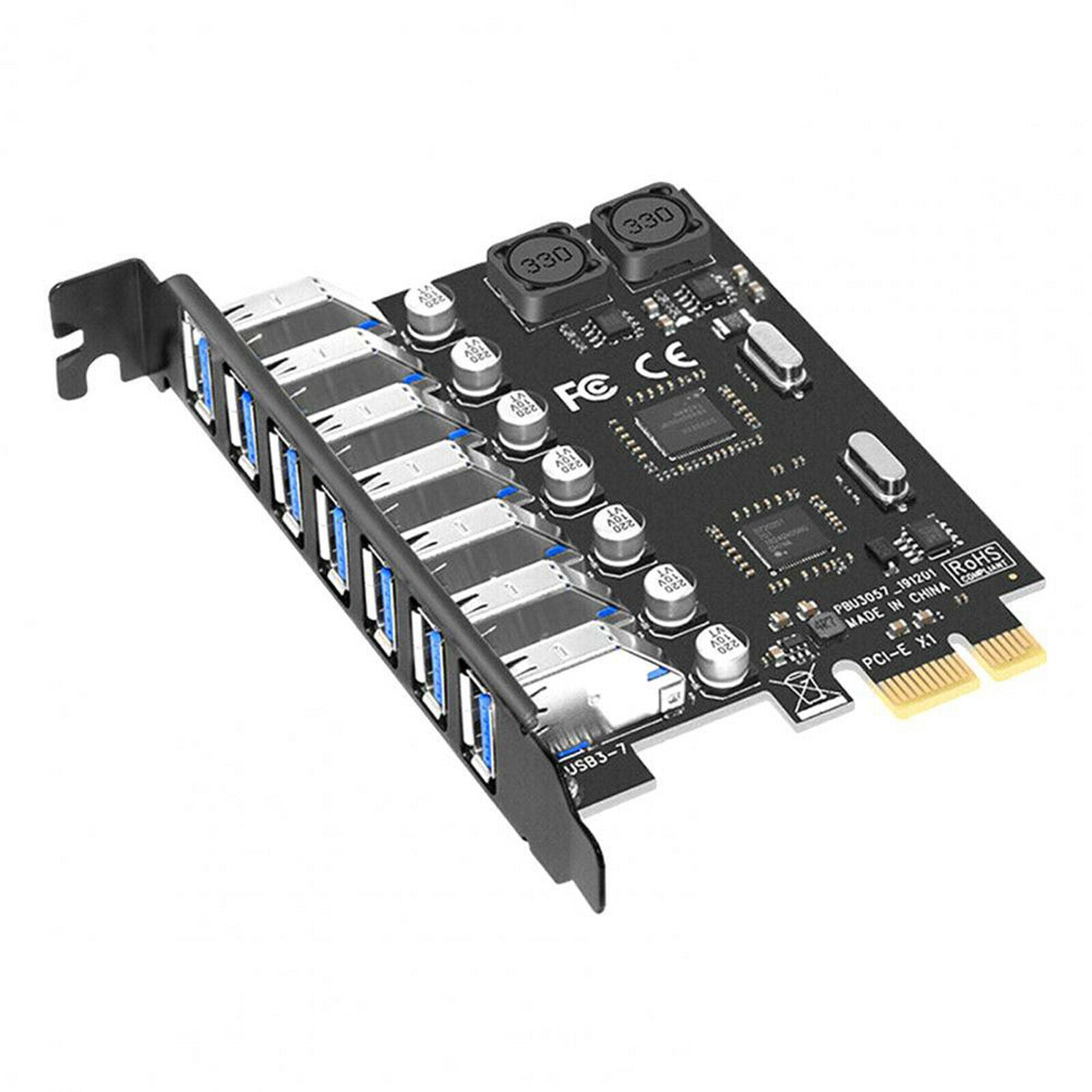 7 Ports PCI Express to USB 3.0 Adapter Card 5Gbps Hub Controller Converter