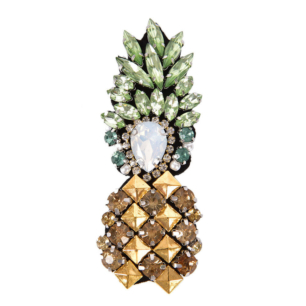Rhinestone Pineapple Patch for Clothes Sewing on Rhinestone Beaded Appliq.l8