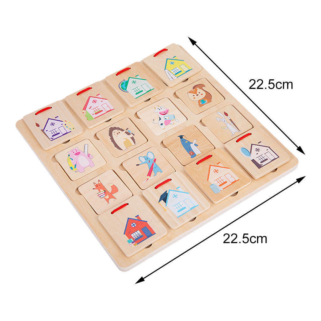 Matching Puzzles Wood Craft Toys Finding House Montessori for Toddlers