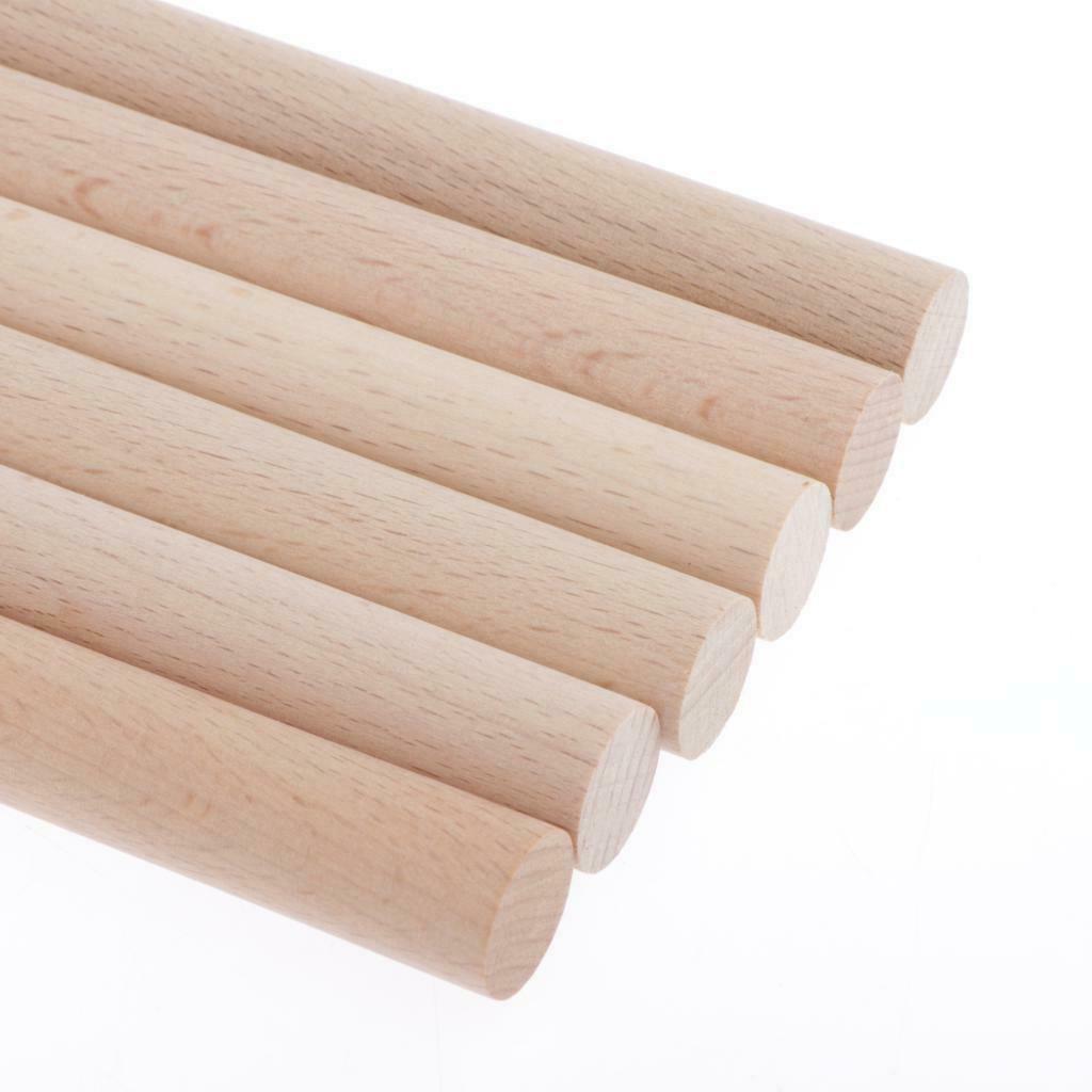 6PCS 3 Sizes Wood Wooden Sticks Dowel Rods Round for DIY Modelling Crafts