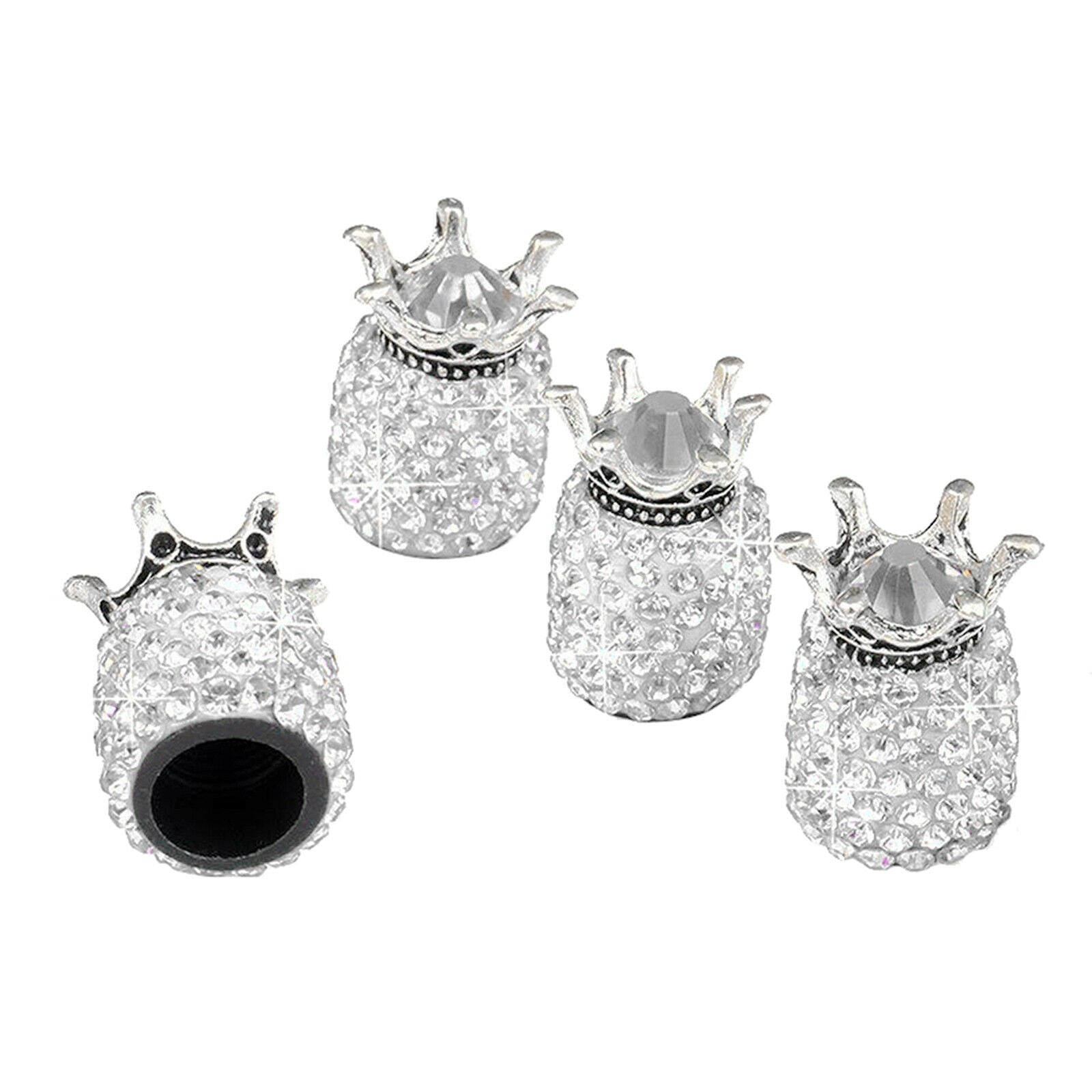 4pcs Tire Air Stem Valve Caps Universal for Cars SUVs Truck Bike White