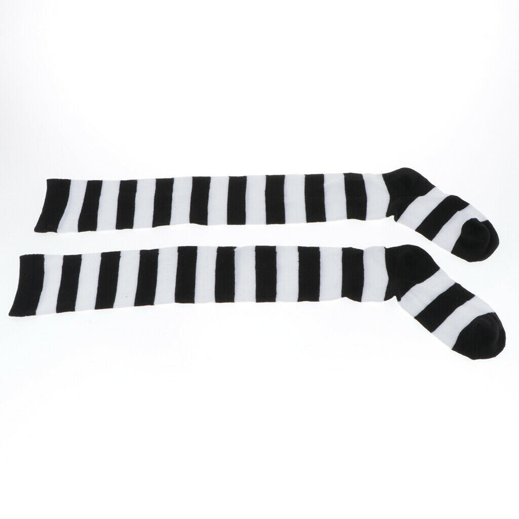 Women Striped Long Socks Causal Soft Knitted Stockings Tube Socks White