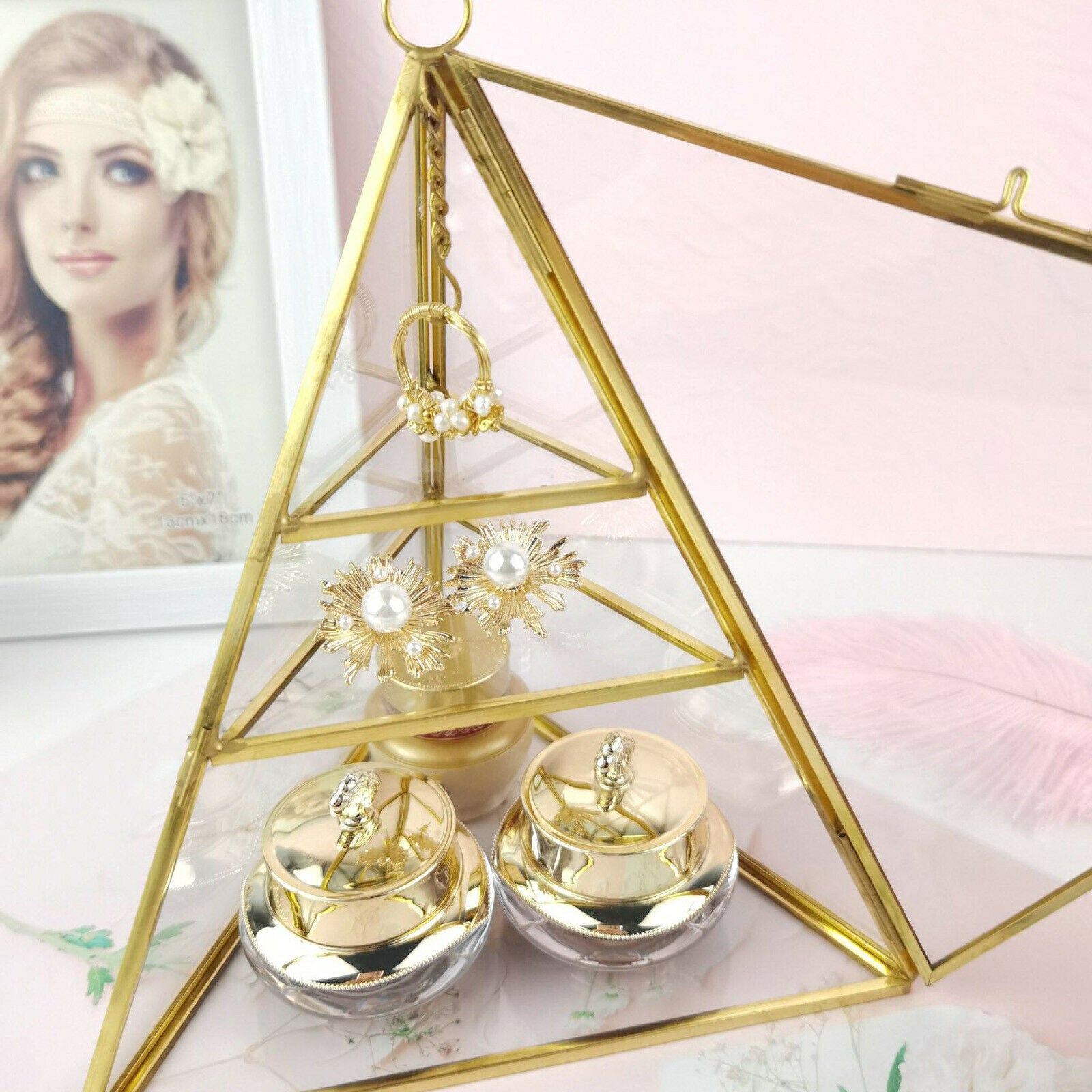 Clear Jewelry Display Tray Wedding Rings Bearer Box Necklace Bracelets Storage