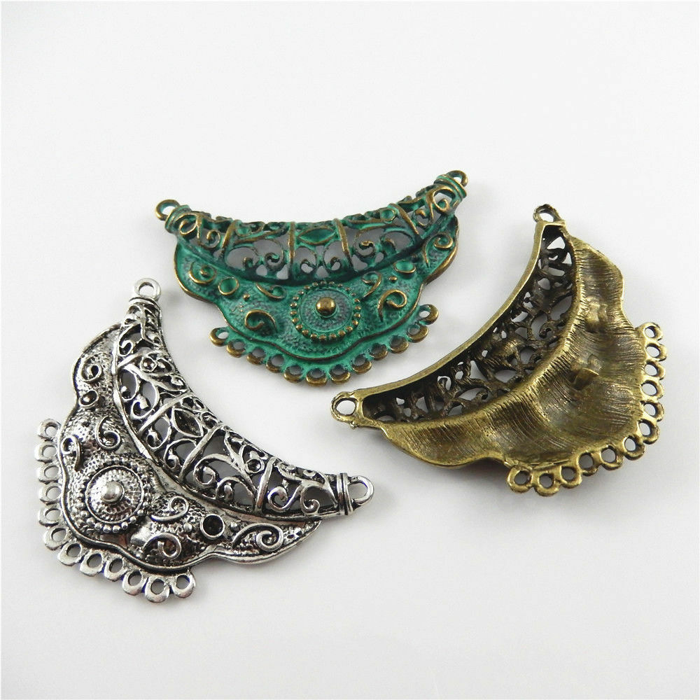Multi-colors Zinc Alloy Hollow Half Moon Jewelry Charms Pendants Connectors 3x
