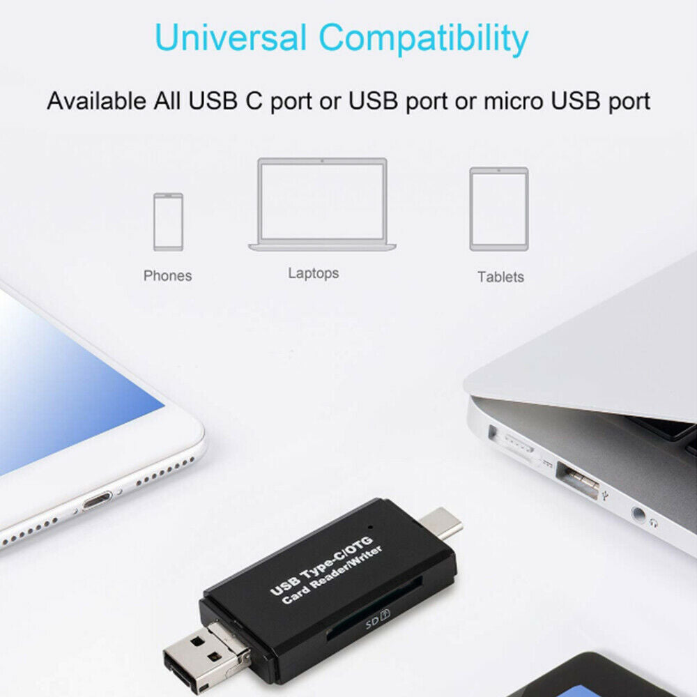Card Reader USB 3.0 Type C Micro SD OTG Smart Memory Adapter Laptop Computer