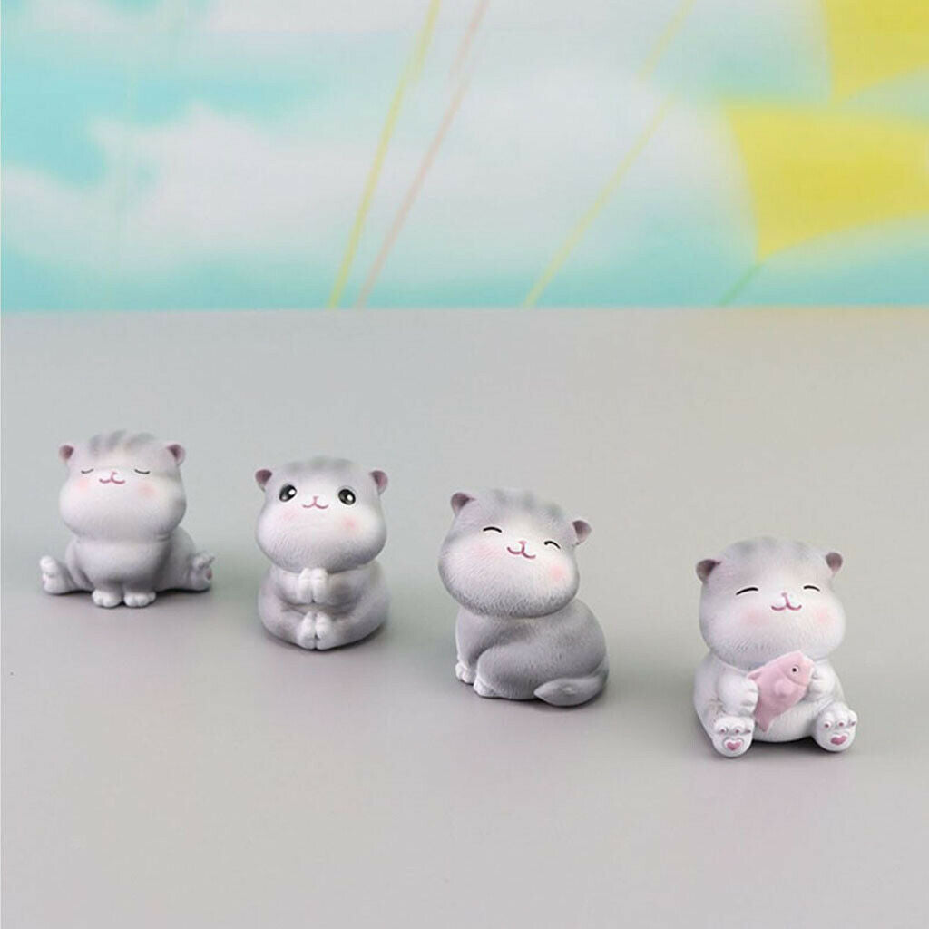 4pcs/Set Cat Furnishings Lovely Decorative Ornament for Desktop Living Room