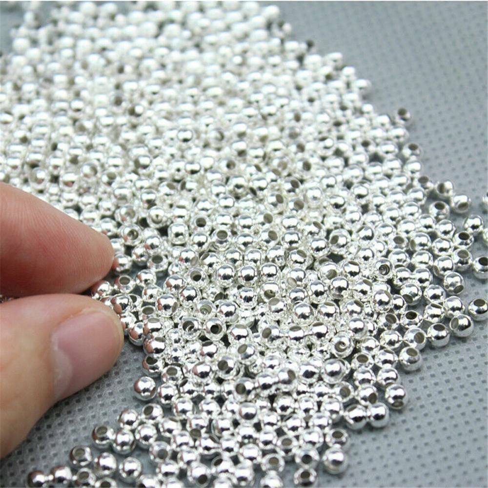 100pcs  Round Ball Beads DIY for Jewelry Making Findings~