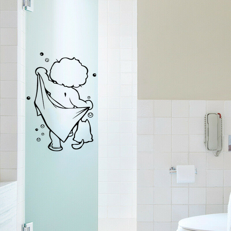 Shower Glass Door Stickers Kids Bathing Wall Stickers Cute Waterproof Rem.l8