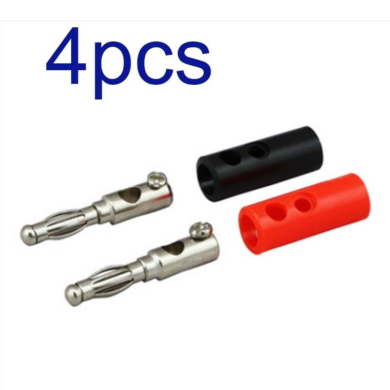 2 Pairs New Plated Speaker Wire Cable Banana Plug Connectors 4mm Adapters