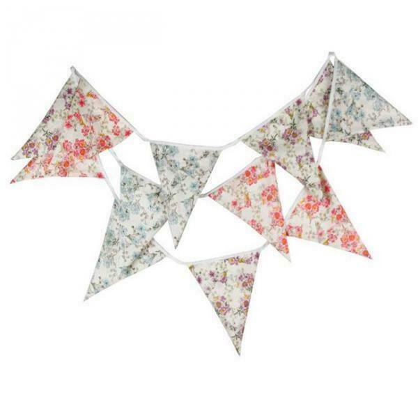 Cotton Fabric Bunting Banner Flowers Floral Flag Wedding Party Festive Decor