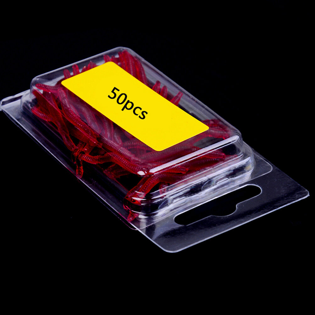 50x/lot`Soft Lure Fishing Simulation Earthworm red Worms Artificial Fishinglu Rf