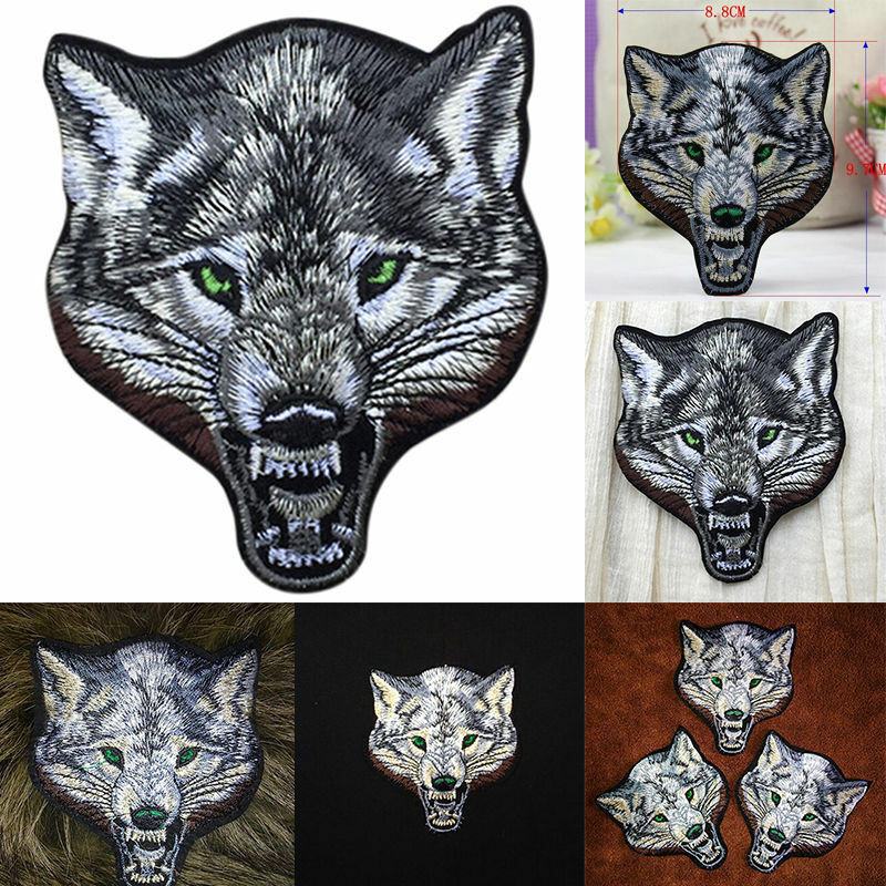 Animal wolf head iron on patches Sewon embroidered patch motif applique!e.l8