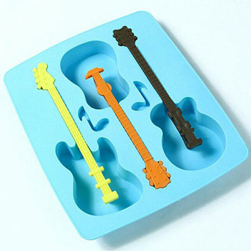 1Pc Silicone Ice-Cube Trays Guitar Shaped Candy Mold Maker Bar Drinking Kit