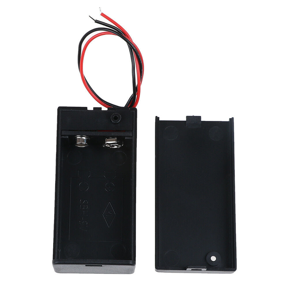 9V Volt PP3 battery holder box dc case w/ wire lead on/off switch cove.l8