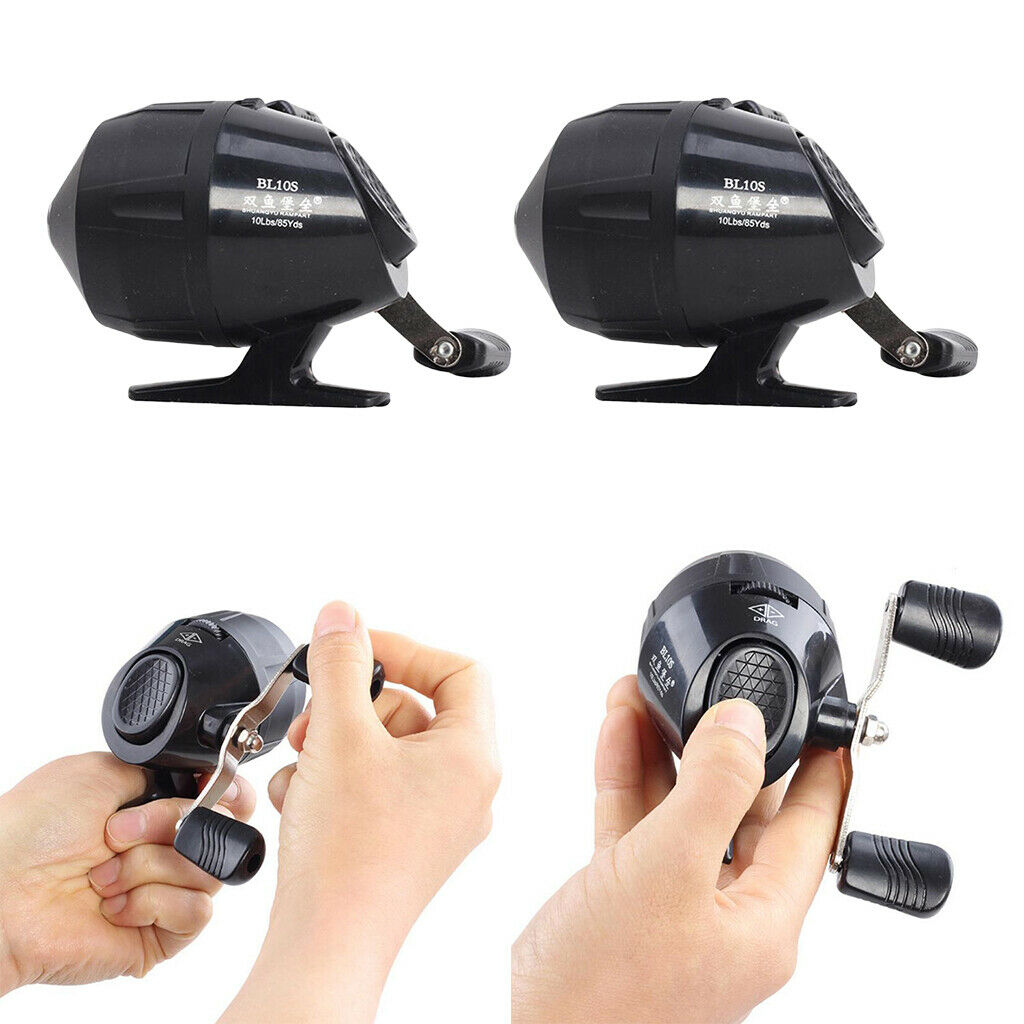 2x Black Powerful Stainless Steel Reel 10LB/85YDS Gear Ratio 3.0:1 SaltWater
