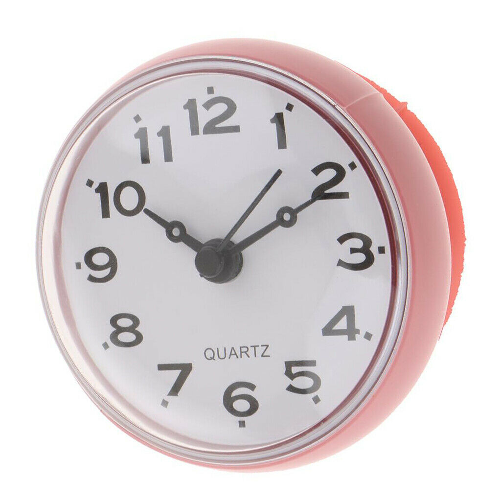 Waterproof Bathroom Shower Wall Clock with Suction Cup  Pink