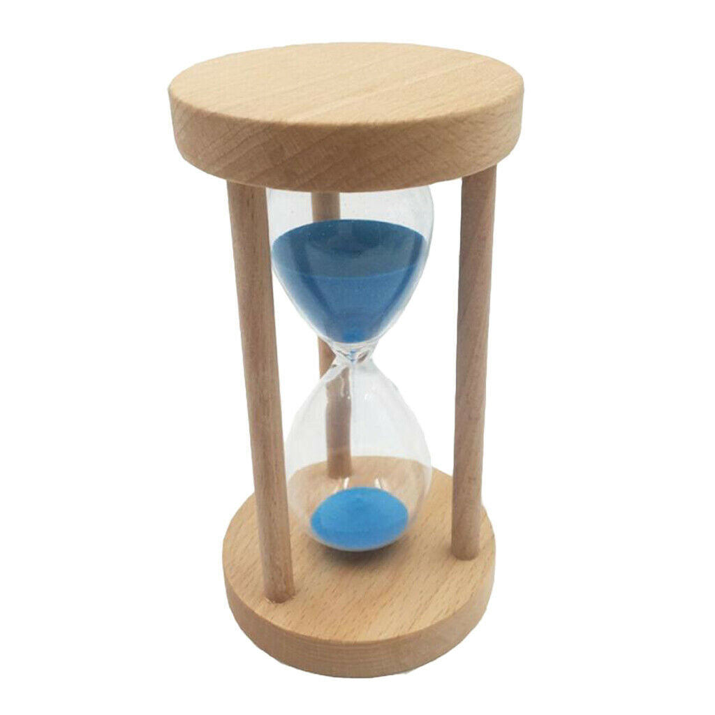Wooden Frame Sand Timer with Blue Sand Hourglass for Kids Home Decor 6min