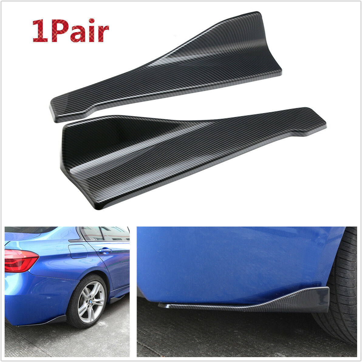 2x Car Car Bumper Spoiler Rear Lip /Side Skirt Extension Splitters Winglet Wings