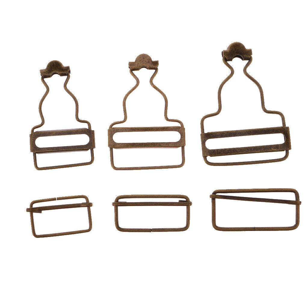 Set of 6 Bronze DIY Replacement Dungaree Fasteners Clips Buckles 38mm
