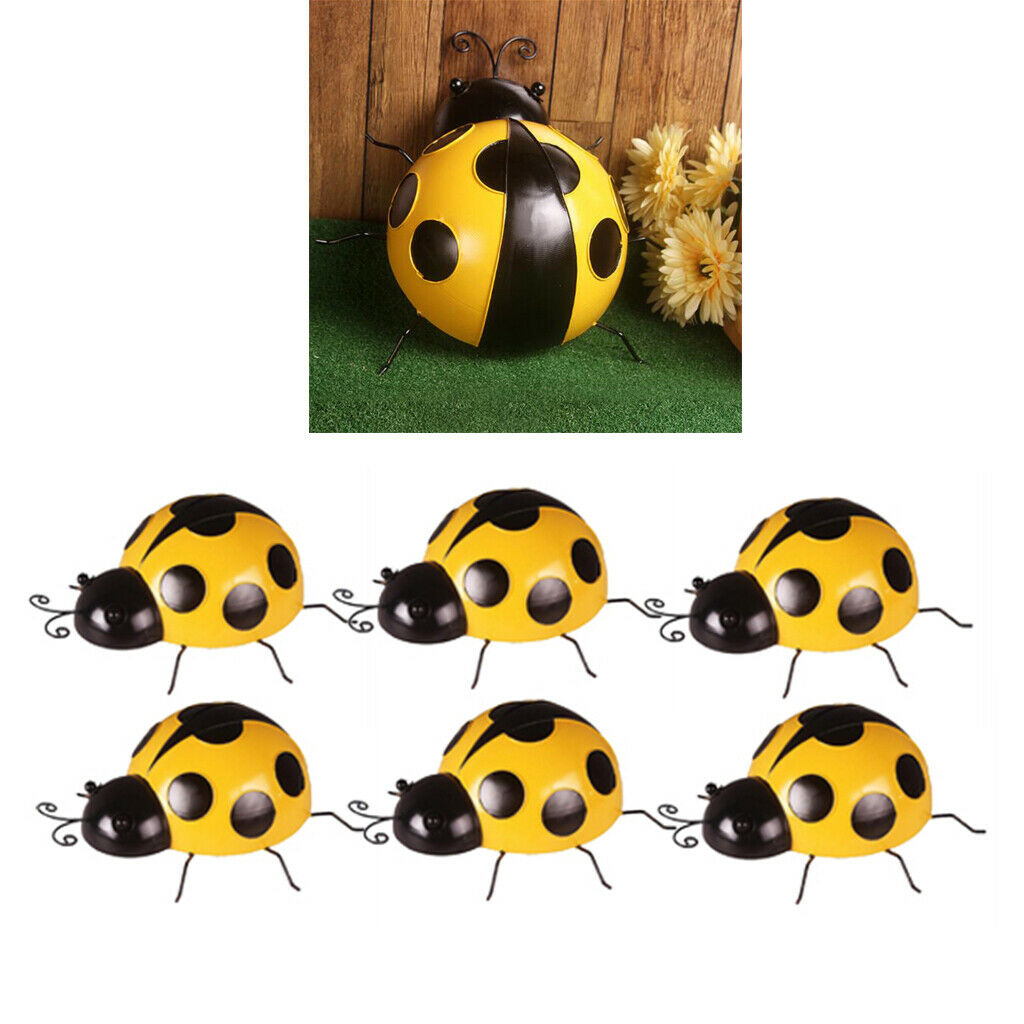 6x Ladybird Sculpture Hand Painted Wall Hanging Ladybug Kindergarten Decor
