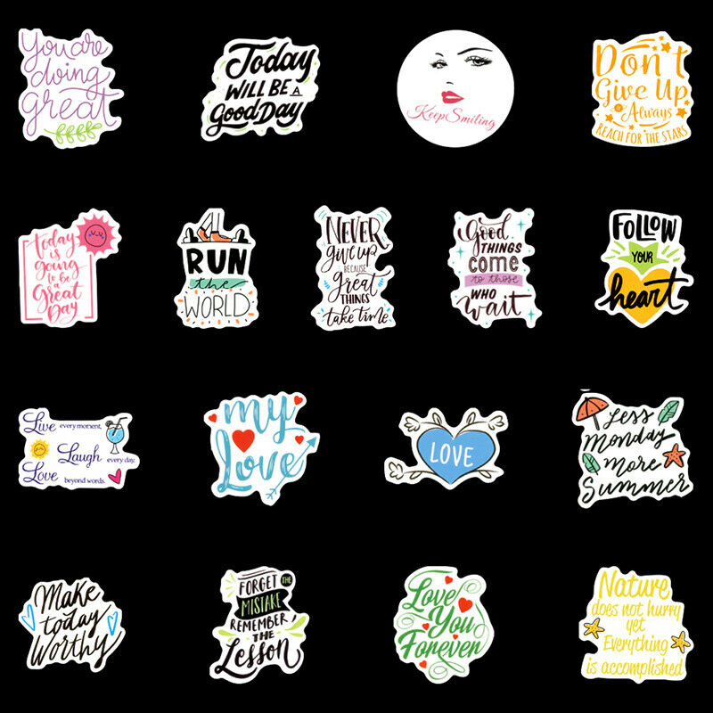 100pc Excitation Inspirational Stickers Snowboard Laptop Luggage Guitar S.l8