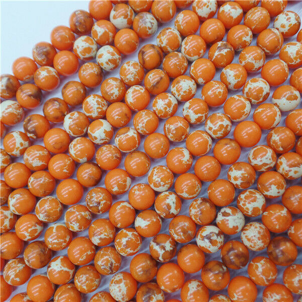 1 Strand 8mm Orange Sea Sediment Jasper Round Ball Loose Beads 15.5inch HH9031