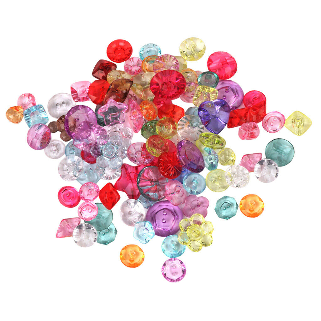 100x Mixed Acrylic Transparent DIY Sewing Buttons Scrapbooking Card Making