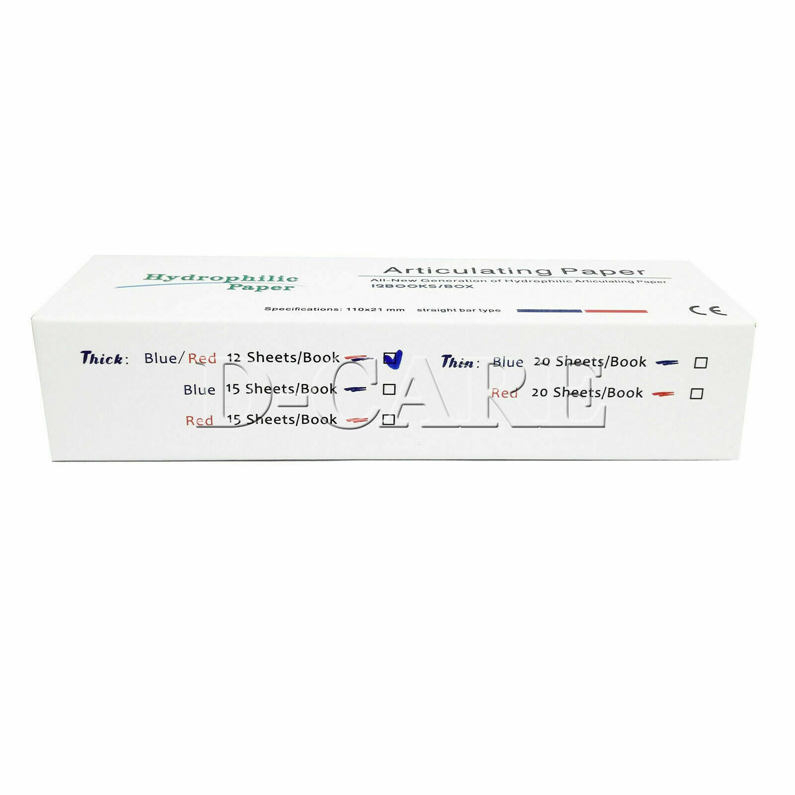 Dental Hydrophilic Paper Articulating paper 60Books Straight bar type 110*21mm