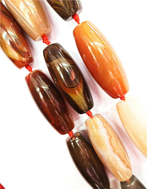 1 Strand 50x20mm Brown Agate Olive Loose Beads Jewelry Making 15.5inch HH8452