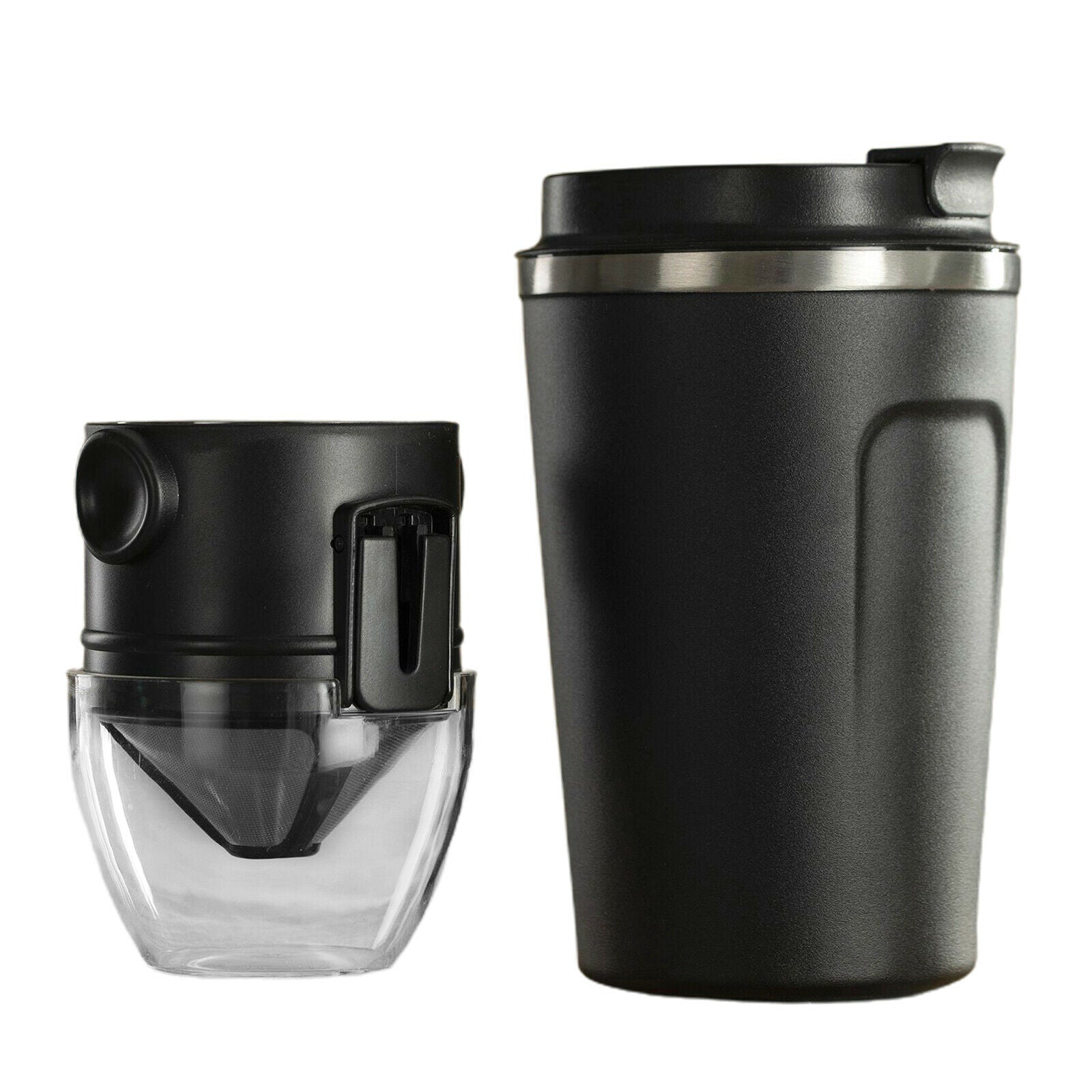 Coffee Mug w/ Folding Coffee Dripper Cone Pour Over Coffee Maker Black