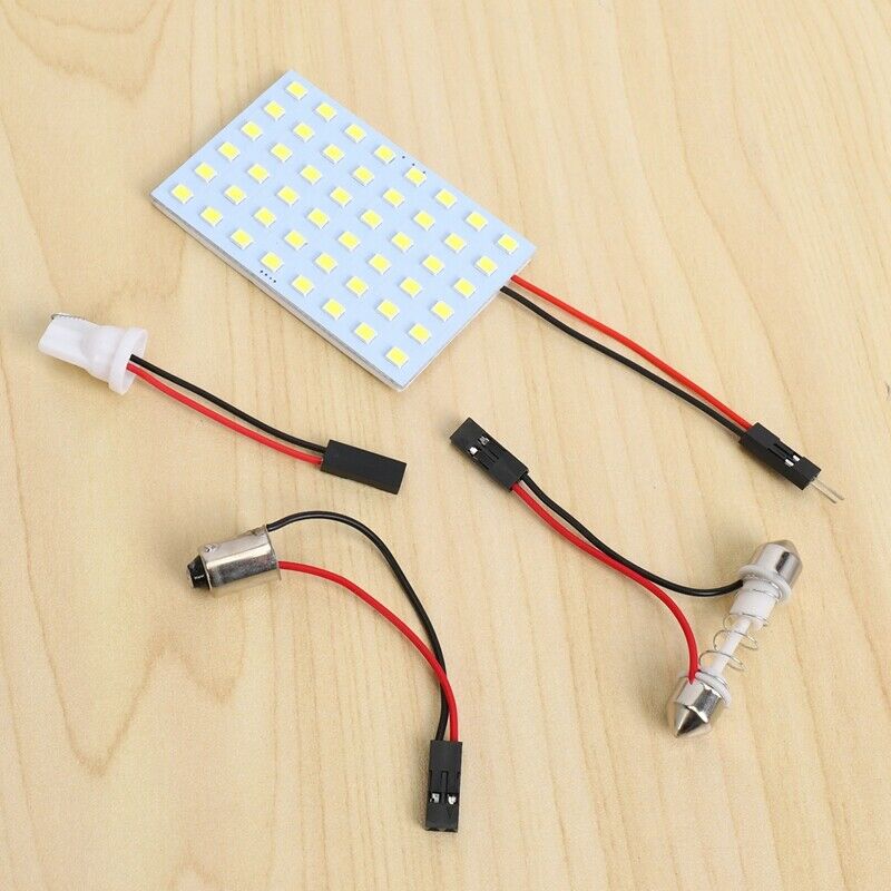 White 1210 SMD 48 LED Car Interior Dome Light Panel w T10 BA9S Festoon W2K6K6