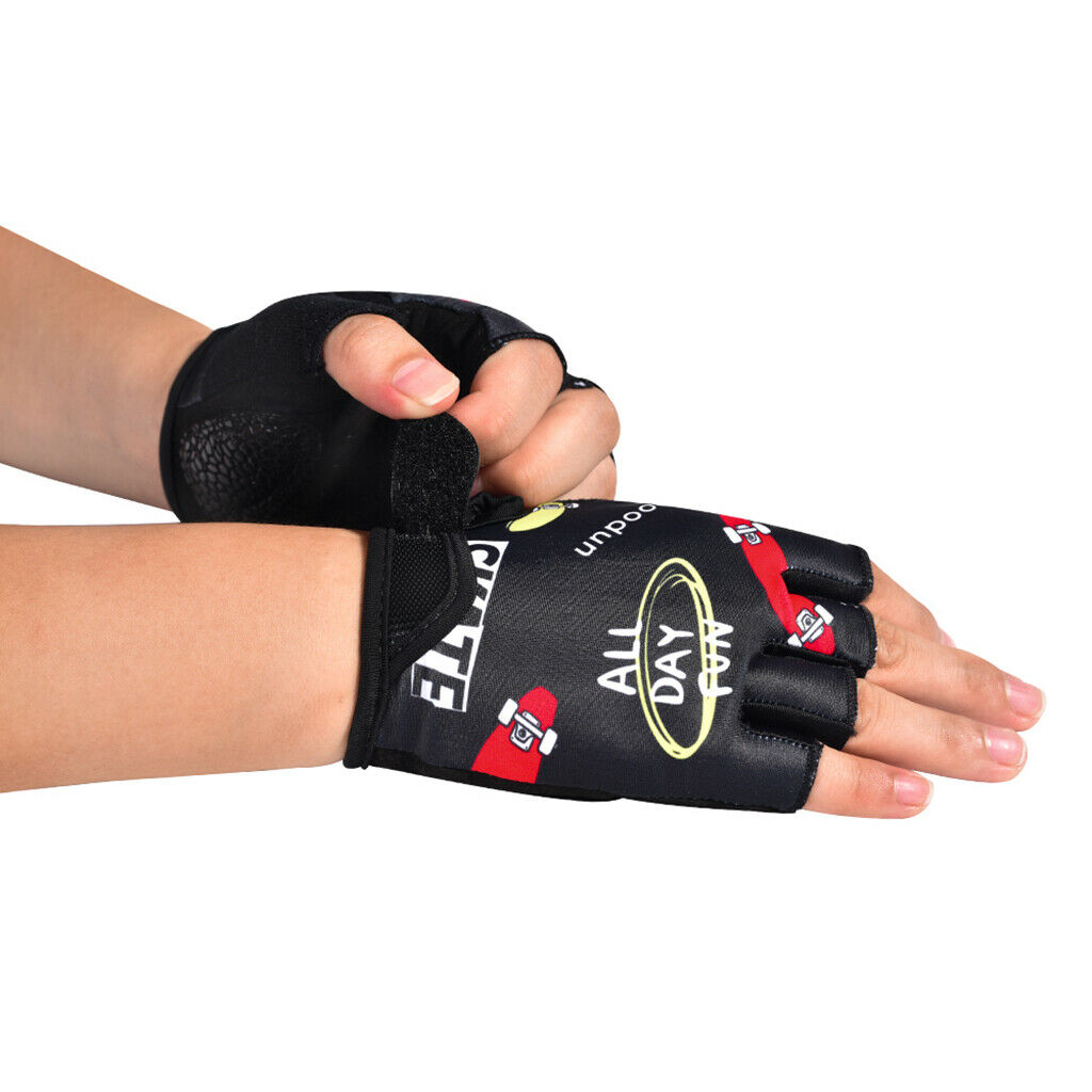1 Pair Outdoor Riding Sports Fitness Short Finger Children Half Gloves D-L