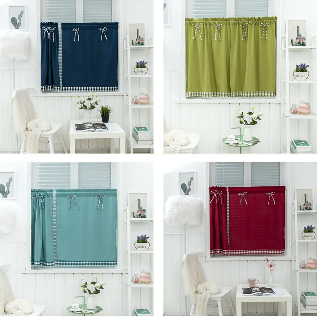 Set of 2, Decorative Kitchen Curtains Set Blackout Window Drapes Plain Color
