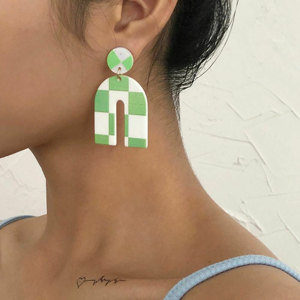 Jewelry Trendy Alloy Dangle Earrings Eardrop U-shaped Women Lattice Earrings