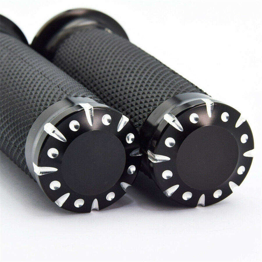2x Universal 1" CNC Motorcycle Handle Bar Hand Grips For Cruiser Chopper