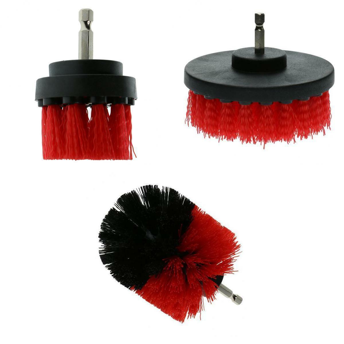 3pcs Tile Grout Power Scrubber Electric Drills Brush Rotary Tub Cleaner Red