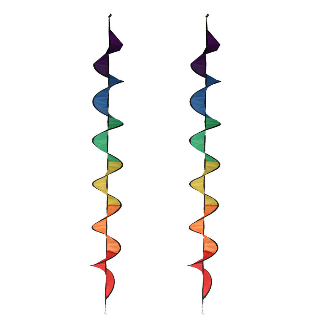 2pcs Foldable 110cm Rainbow Spiral Wind Spinner Garden Park Tent Decor