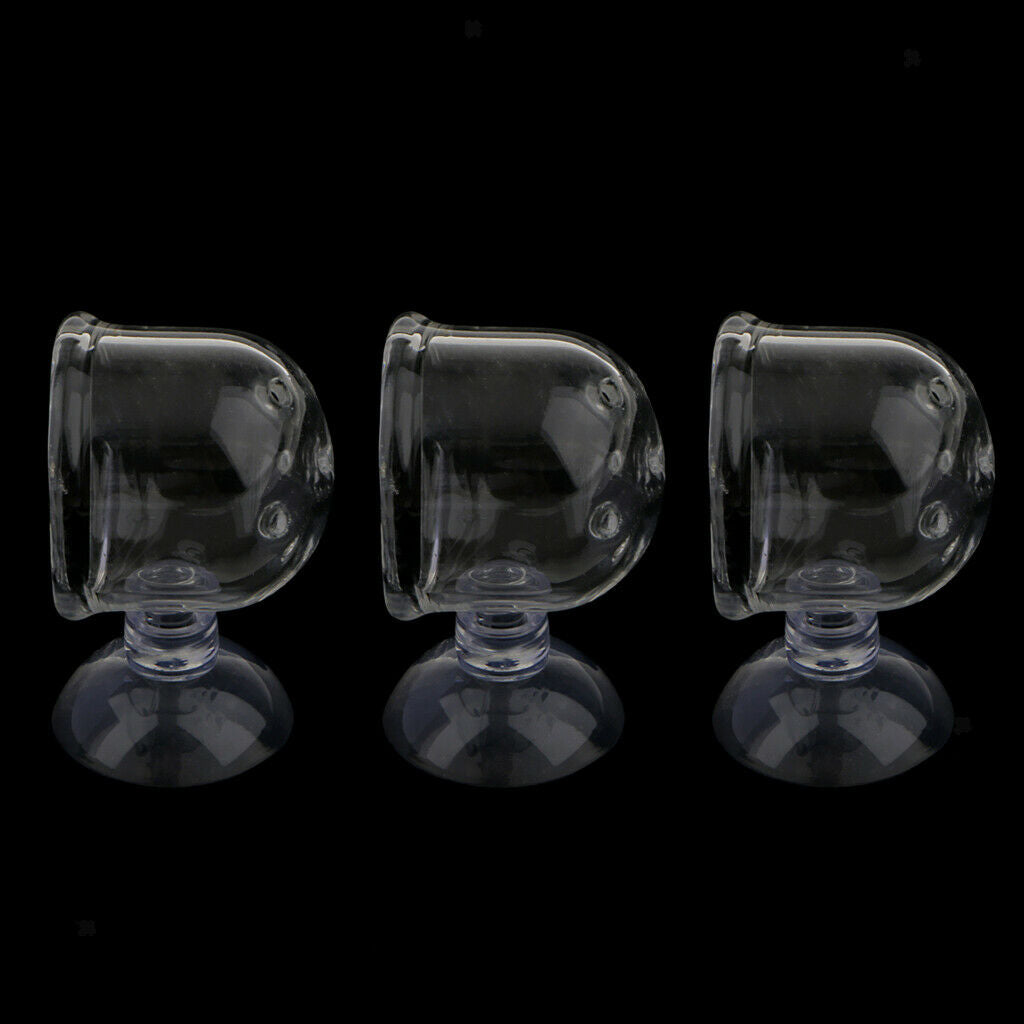 3 Pieces Glass Pot Plant Cup Holder Shrimp Aquarium Fish Tank Aquatic Feeder