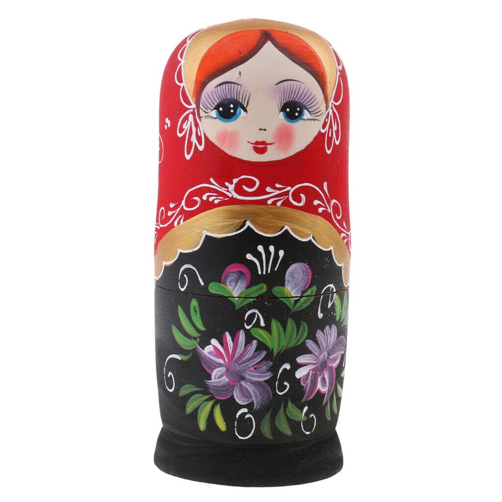 Set for 5pcs hand painted wooden Russian nesting babushka matryoshka