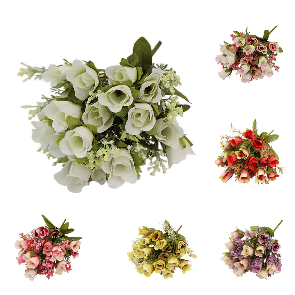 Pack 2 Artificial Roses 20 Heads Bouquet for Home Garden Party Decorative