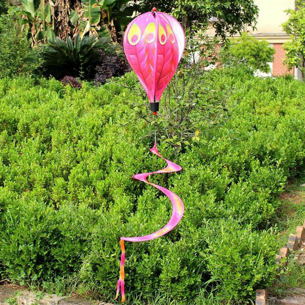 Hot Air Balloon Wind Spinner Stripe Garden Yard Outdoor Decor Peacock
