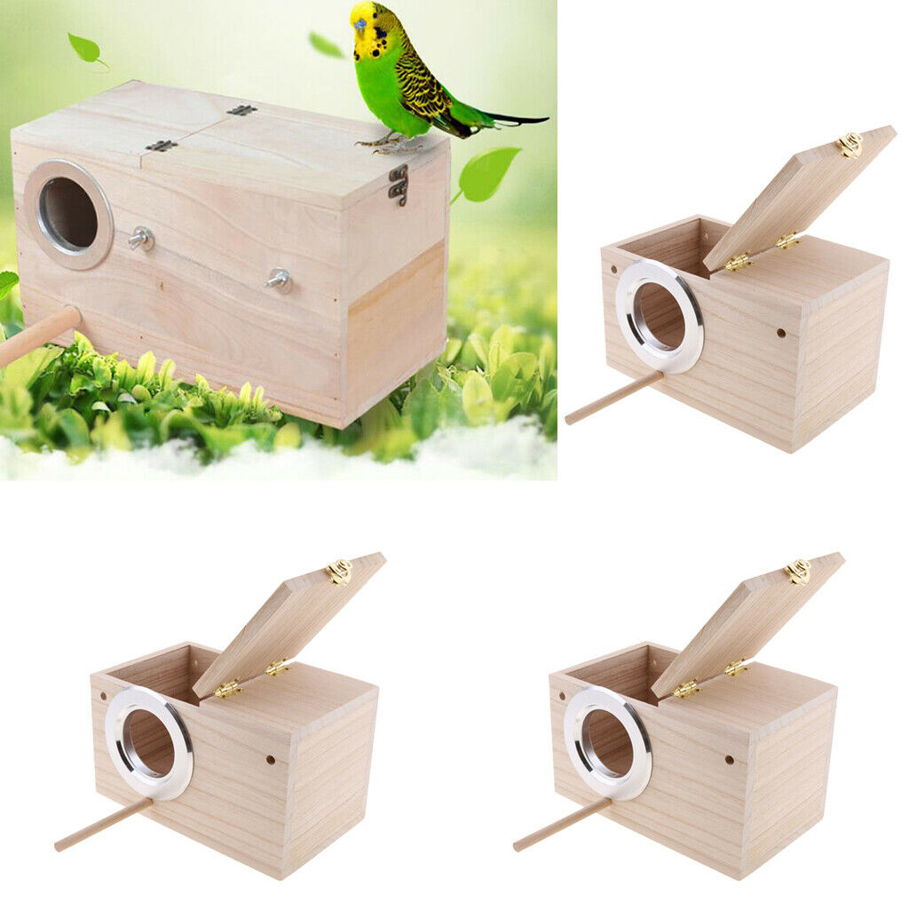 3 Pieces Breeding Wood Nest Box Nesting Roost Bird Canary Finch Budgie
