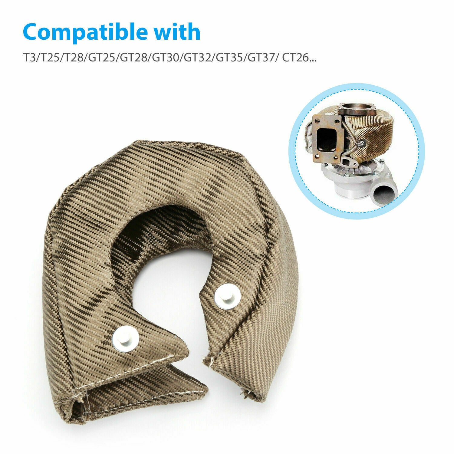 New Titanium T3 Fiber Turbo Blanket Heat Shield Barrier Turbocharger Cover Wrap