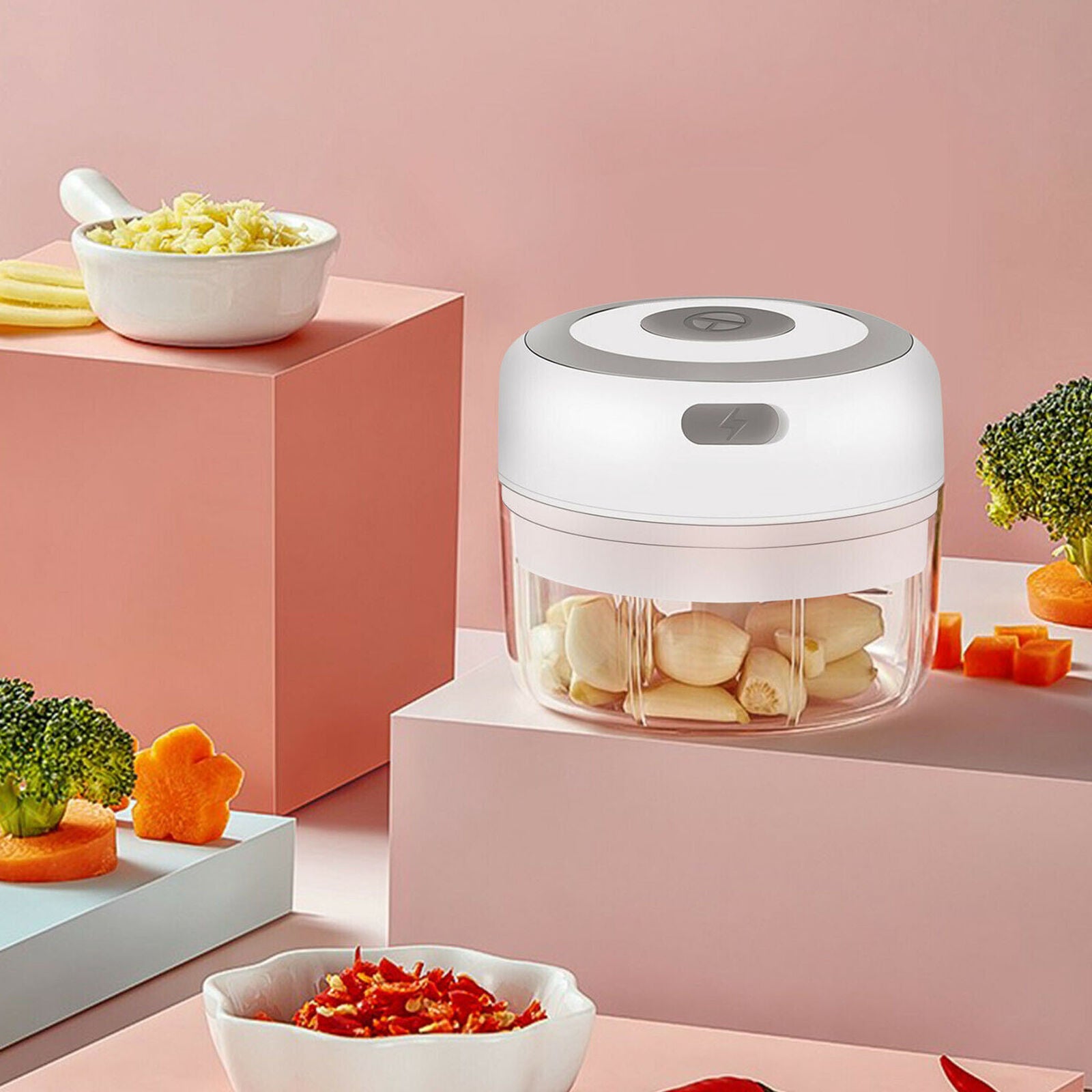 Electric Mini Garlic Chopper Meat Grinder Crusher for Nut Fruit Vegetable Food