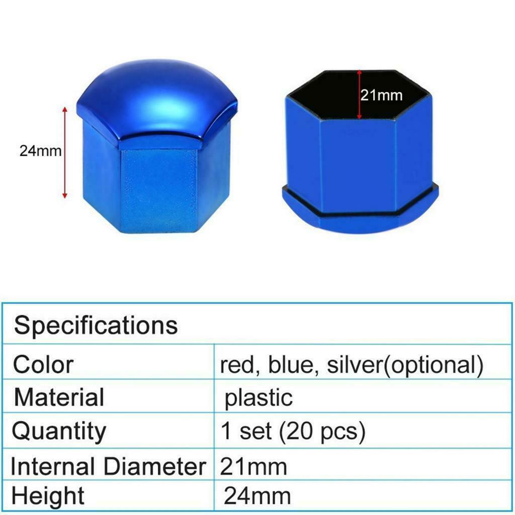 40pcs 17mm Deep Wheel Lug Nut Bolt Cover Tyre Screw Protector Decor Blue Red