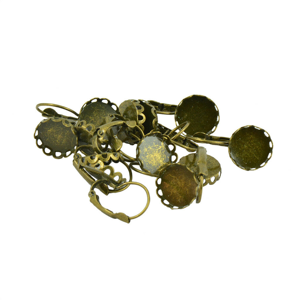 24 Pcs Round Blank Bezel French Leverback Earring Hook fit 12mm Cabochon
