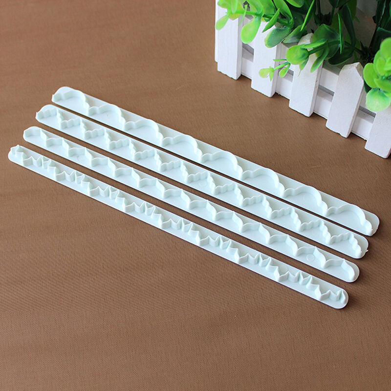 4pcs Wihte Cake Fondant Edge Frill Ribbon Embosser Cutter  Decor Fondant .l8