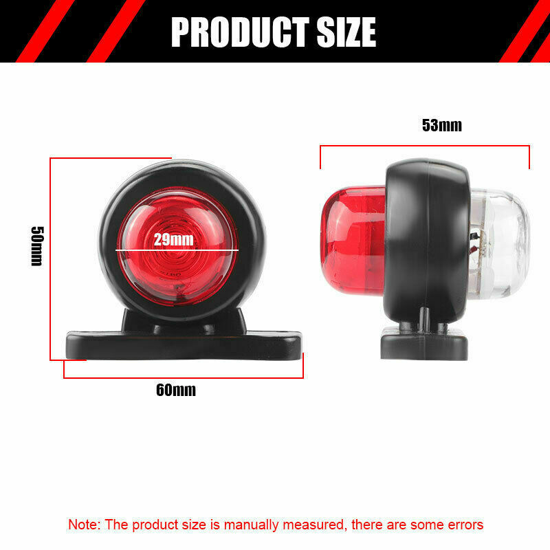 10X Red White LED Side Marker Lights Truck Trailer Clearance Light Lamp 12V 24V